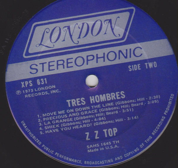 ZZ Top  Tres Hombres : LP Label B